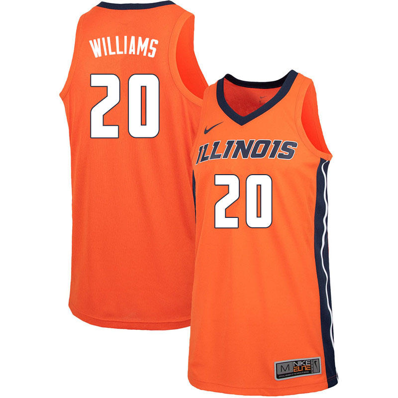 Men #20 Frank Williams Illinois Fighting Illini College Basketball Jerseys Sale-Orange